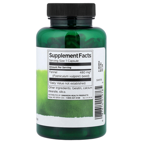 Swanson, Full Spectrum® семена фенхеля, 480 мг, 100 капсул