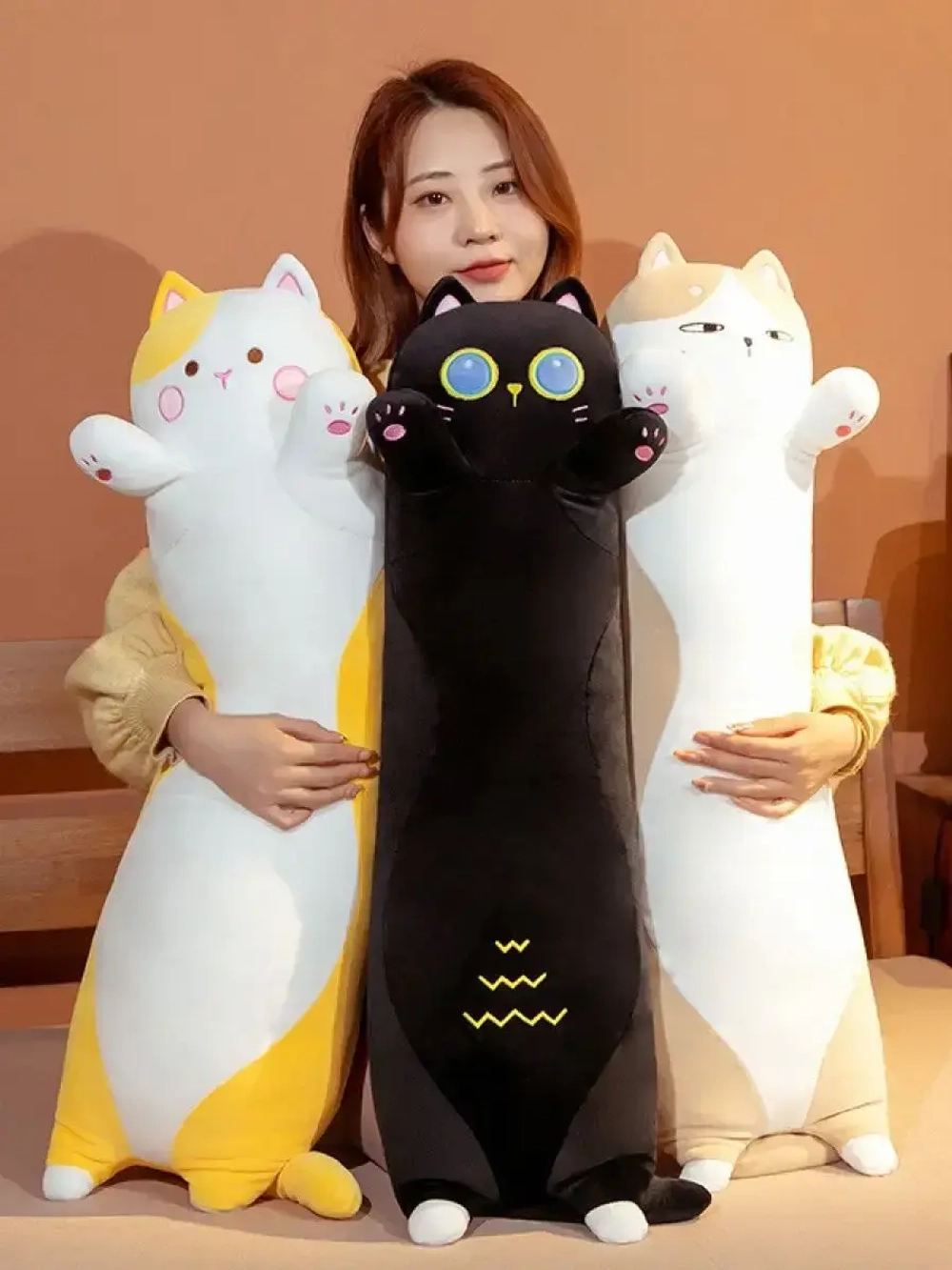 Мягкая игрушка кот батон 70 см, подушка обнимашка