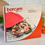 Форма для выпечки стеклянная 3,2л 31,8*28см с крышкой Borcam