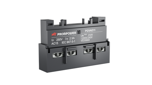 Блок всп. Контактов Prompower PGVAE11 серии Pulse, фронт. монтажа для серии PGV2ME, 1НО+1НЗ