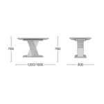 Стол раскладной Bruno (120+40) цемент светлый/белый бриллиант