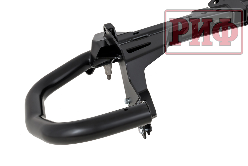 Бампер задний силовой/защита штатного бампера Mitsubishi Pajero Sport 2021+ c квадратом под фаркоп, калиткой, подсветкой номера