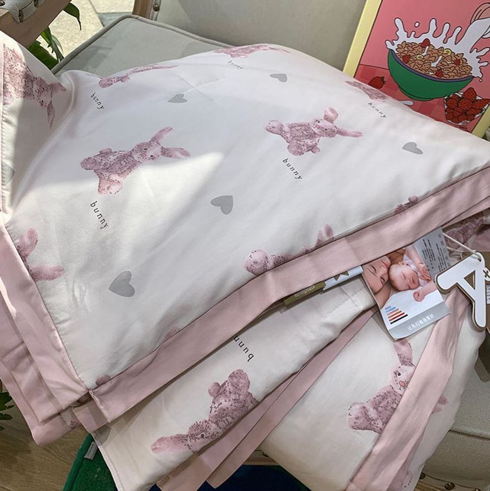 ZEPHYR HOME Одеяло летнее 150х200 Полуторка Египетский хлопок розовый мишка