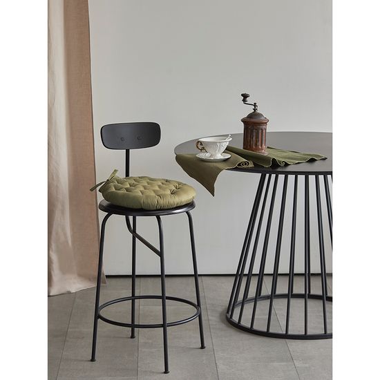 Подушка на стул круглая из хлопка оливкового цвета из коллекции essential, 35 см