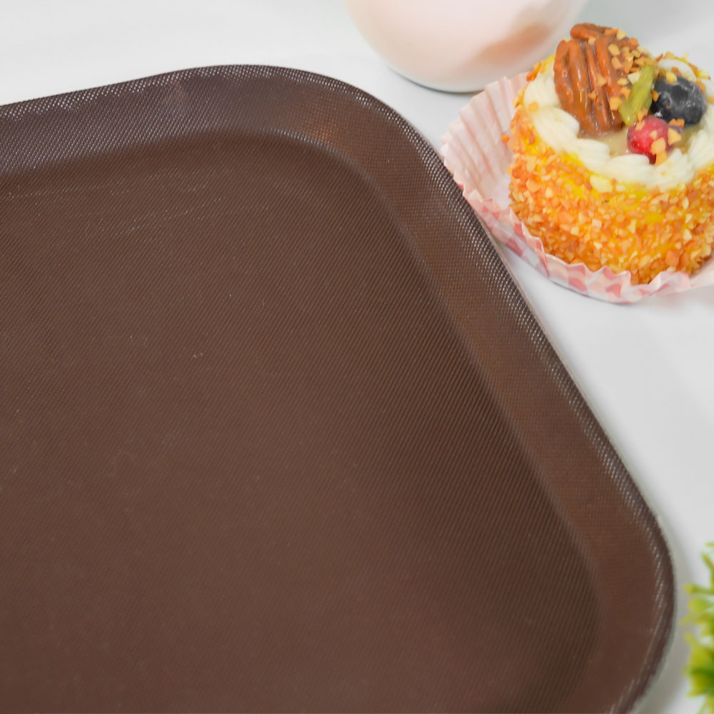 Поднос 35*27см прорезиненный антискользящий, коричневый