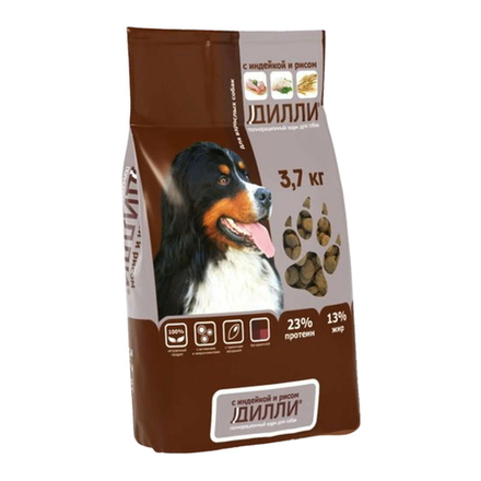 Сухой корм Дилли ТМ для собак индейка с рисом  3,7 кг