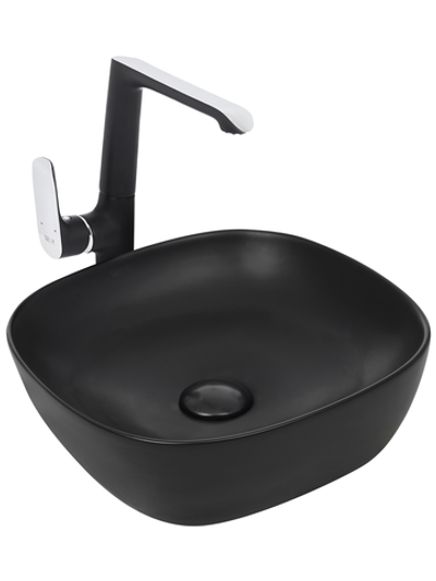 Раковина накладная (матовая черная) WeltWasser WW  ELBACH 2184 MB 370х370х115