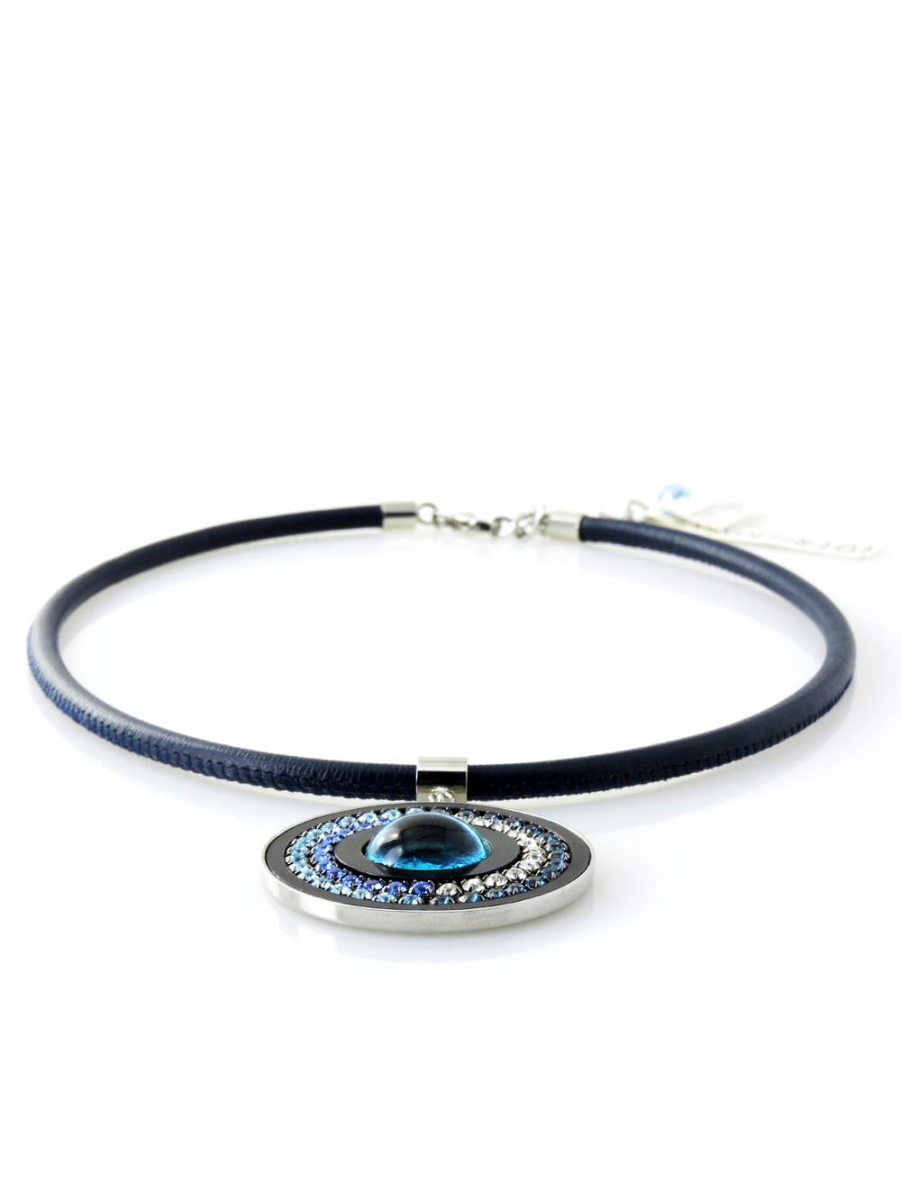 4697 Coeur de Lion темно-синее колье из кожи с кулоном из кристаллов Сваровски - Parfum.cash