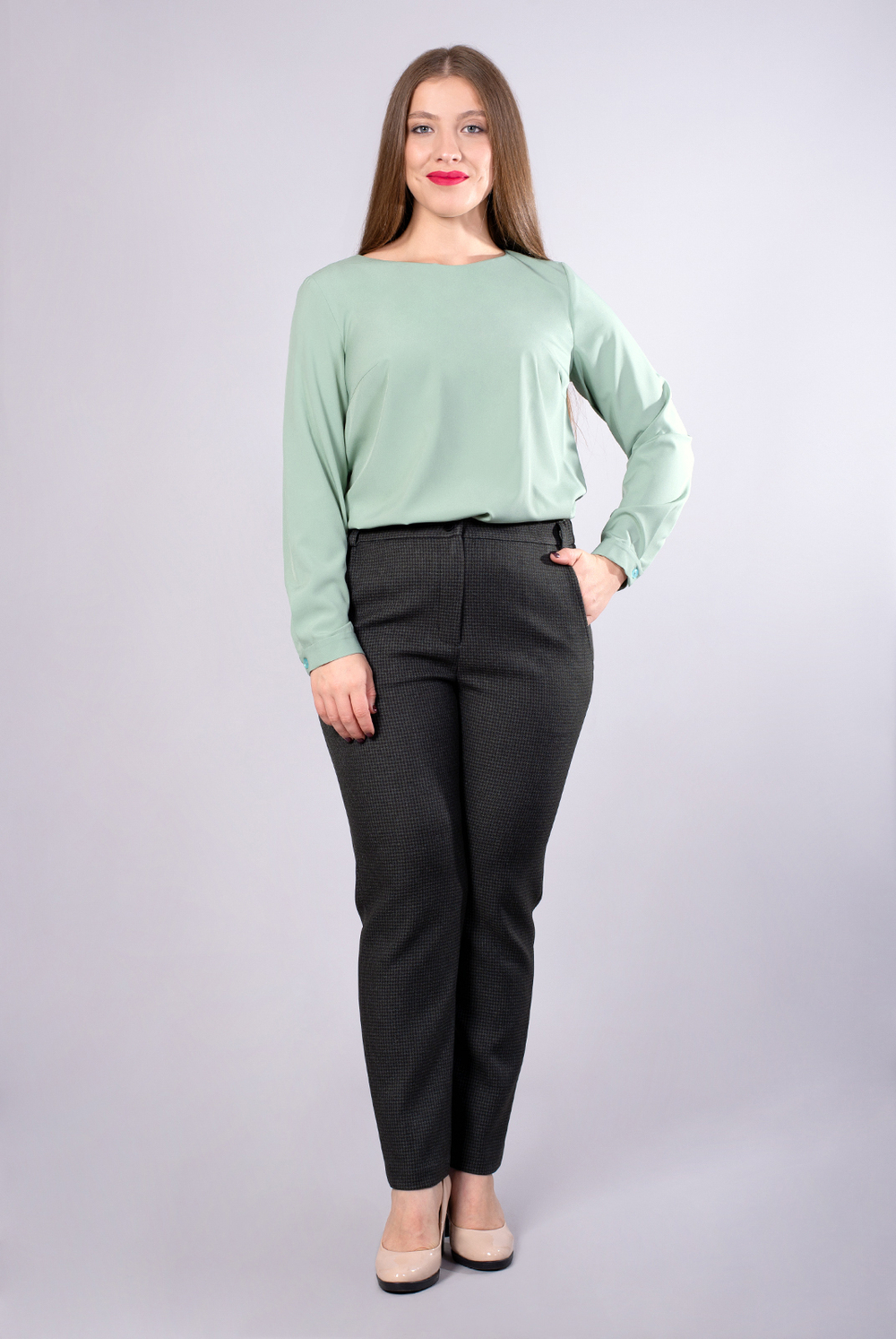 Брюки женские 2849АП, зел.лапка #341ЗЛ022849АП