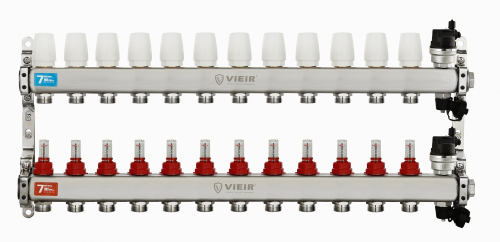 Колл. группа БЕЗ КРАНОВ (НЕРЖ) с расход. и ВСТ. ВОЗД.  12-вых. ViEiR (2/1шт) Т