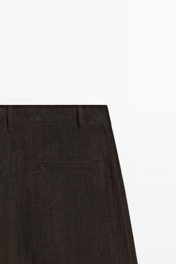 Massimo Dutti Широкие струящиеся брюки с вытачками, коричневый