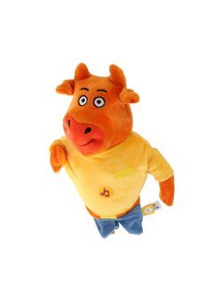 Игрушка мягкая Оранжевая корова папа 30см с музыкальным чипом
