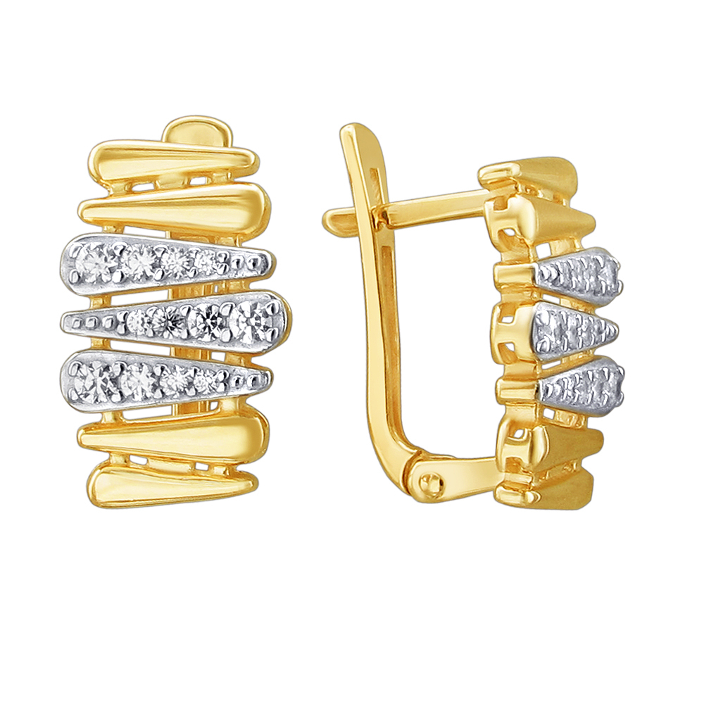 Серьги с фианитом из жёлтого золота 585 пробы JA-S-1311565Р