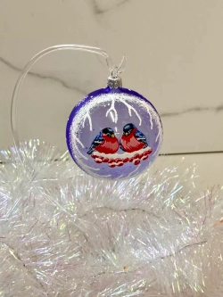 Елочный шар Снегири 7.5 см