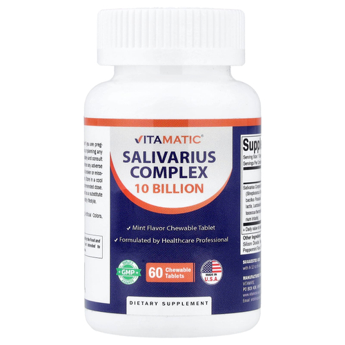 Vitamatic, Salivarius, комплекс с мятой, 60 жевательных таблеток