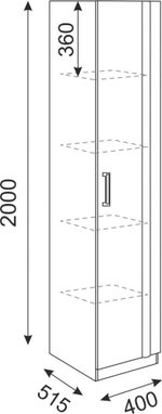Шкаф-пенал напольный с полками Ясень шимо светлый/Белый/Арабика 40х51,5х200 см