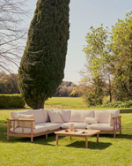 Комплект Sacova 5-местный угловой диван и журнальный столик из массива эвкалипта