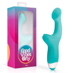 Зеленый вибратор для G-стимуляции с клиторальной щеточкой Yuki G-Spot Vibrator - 19 см. (Цвет: зеленый)