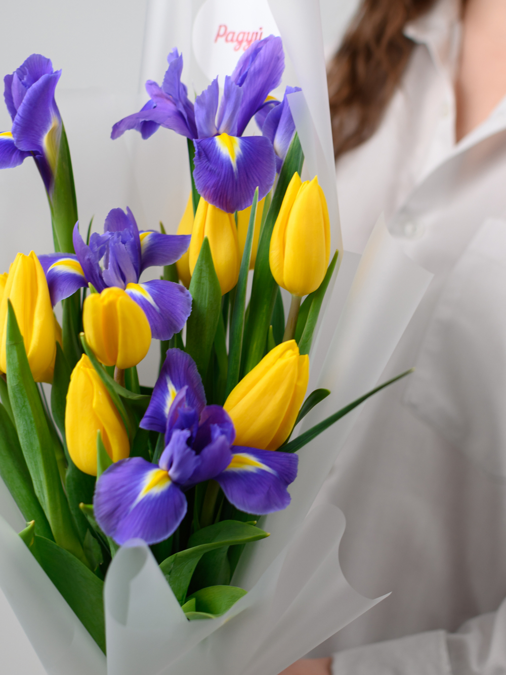 Дуо букет Ирисы и Тюльпаны