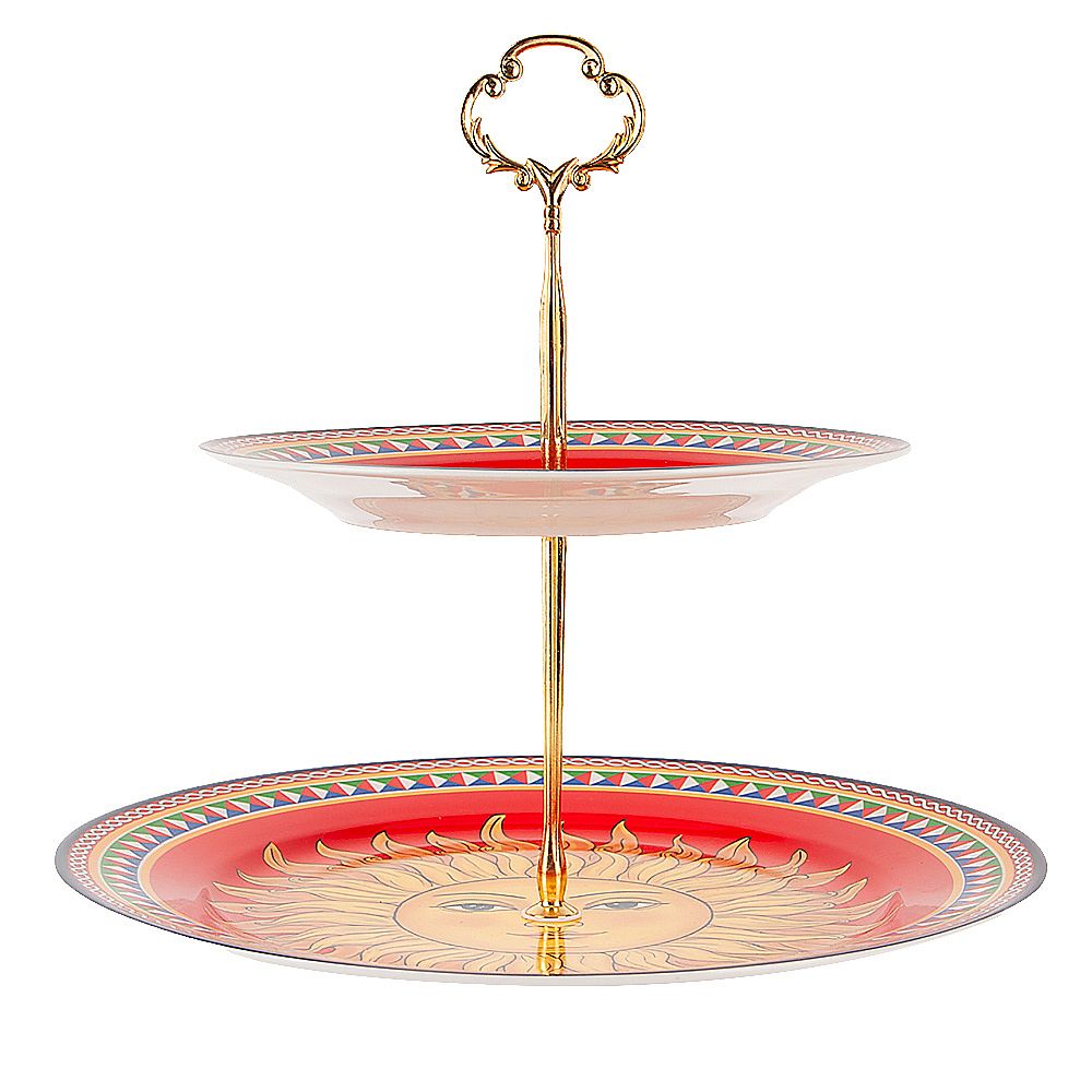 Фруктовница 2-х ярусная "Sicilia Sole" d=27/19см h=24,5см (фарфор) (подарочная упаковка)