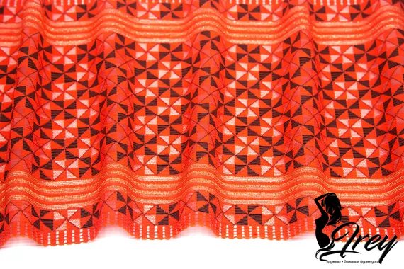 260 Кружево эластичное 19,5 см, Италия, красный/черный