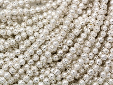 Нить бусин из лавы с покрытием Серебро, 4,6мм