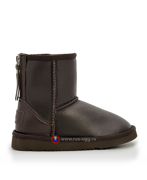 KIDS CLASSIC SHORTZIP LEATHER Chocolate