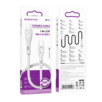 Кабель Borofone BX98 Type-C-Type-C 60W 3A 1м TPE Gray