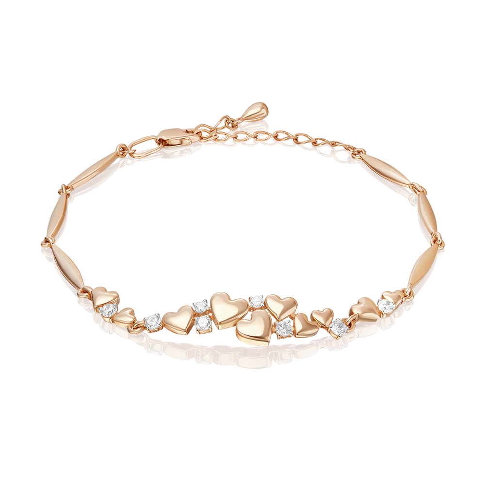 Браслет «Романтика» из красного золота с фианитами