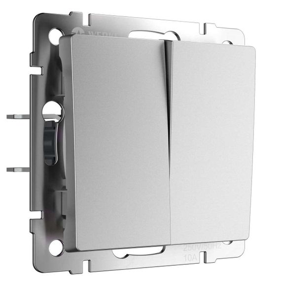 Выключатель Werkel двухклавишный серебряный матовый W1122065 4690389195549