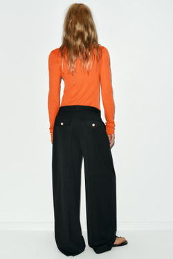 ZARA ШИРОКИЕ БРЮКИ С ЗАЩИПАМИ, ЧЕРНЫЙ