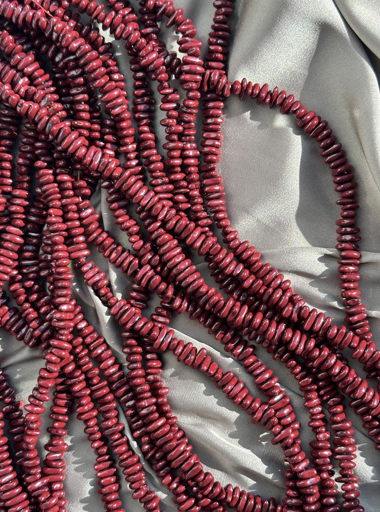 Нить гематитовых бусин "Спелая вишня", галтовка 6-9мм