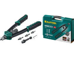 KRAFTOOL Combo2-M10, 2 вида заклёпок, комбинированный двуручный заклепочник в кейсе (31181)