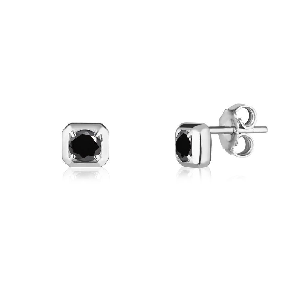 Серьги Crystal Square с черной шпинелью