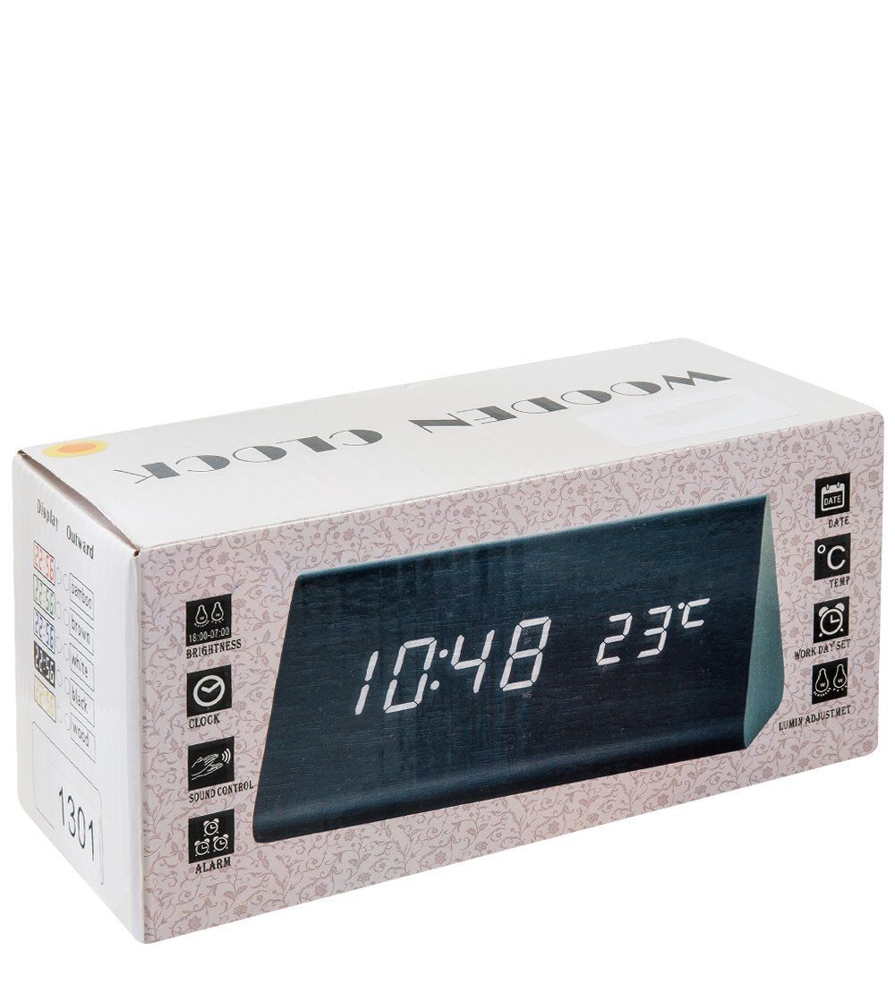 ЯЛ-07-02/ 3 Часы электронные треуг. (жёлтое дерево с белой подсветкой)