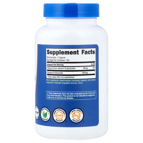 Nutricost, D-глюкарат кальция, 500 мг, 120 капсул