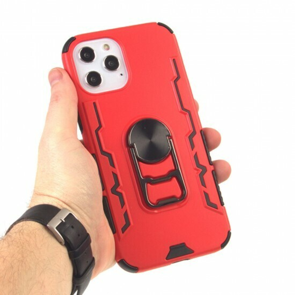 Противоударный чехол для iPhone 12 Pro Max с кольцом-открывашкой, 012226 Темно-зеленый