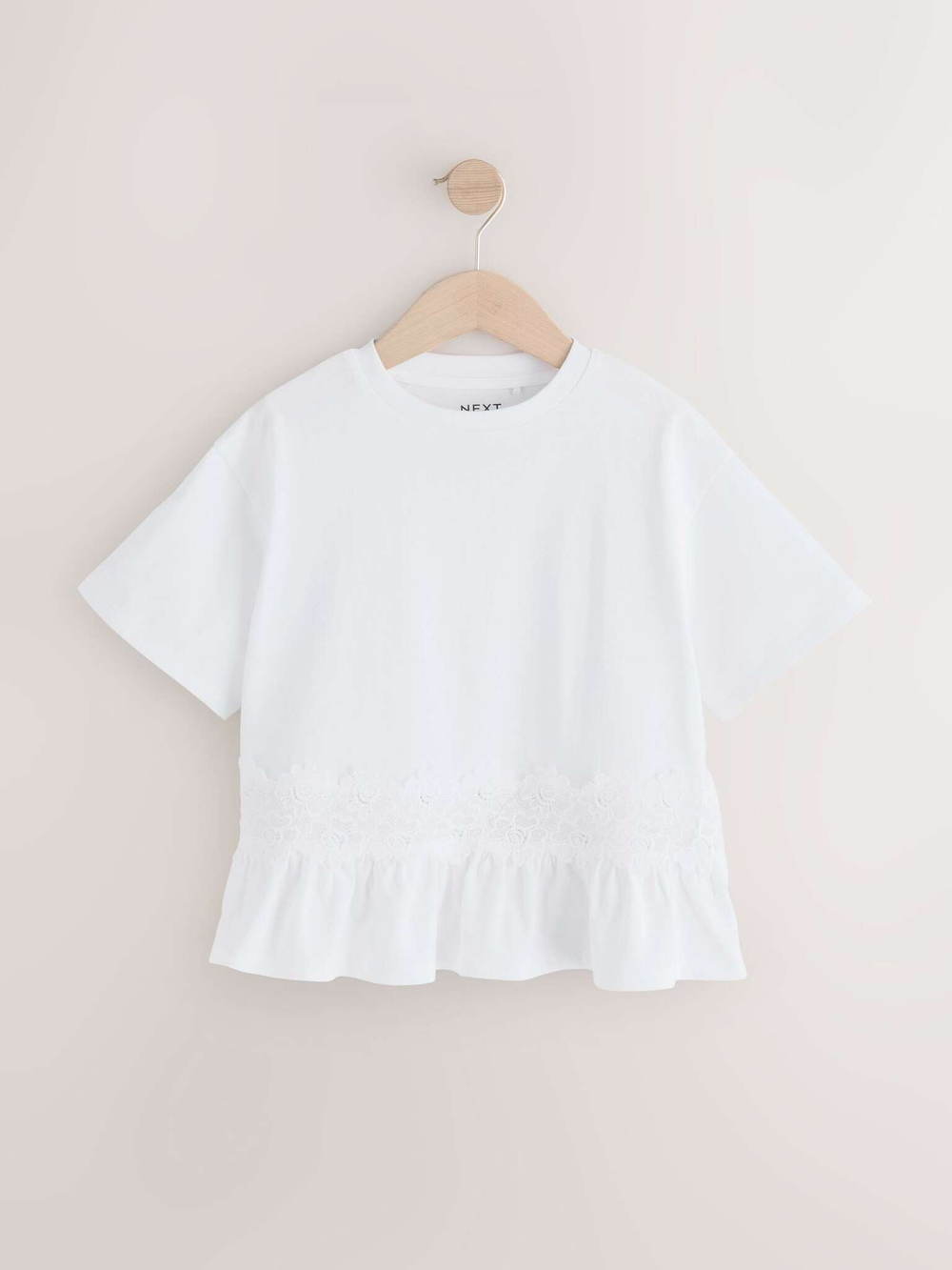 Футболка с кружевом для девочки Next E45-366, Белый