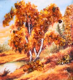 AMB-54/ 6 Картина «Красота природы» (с янтарной крошкой) дер.рамка 12х15