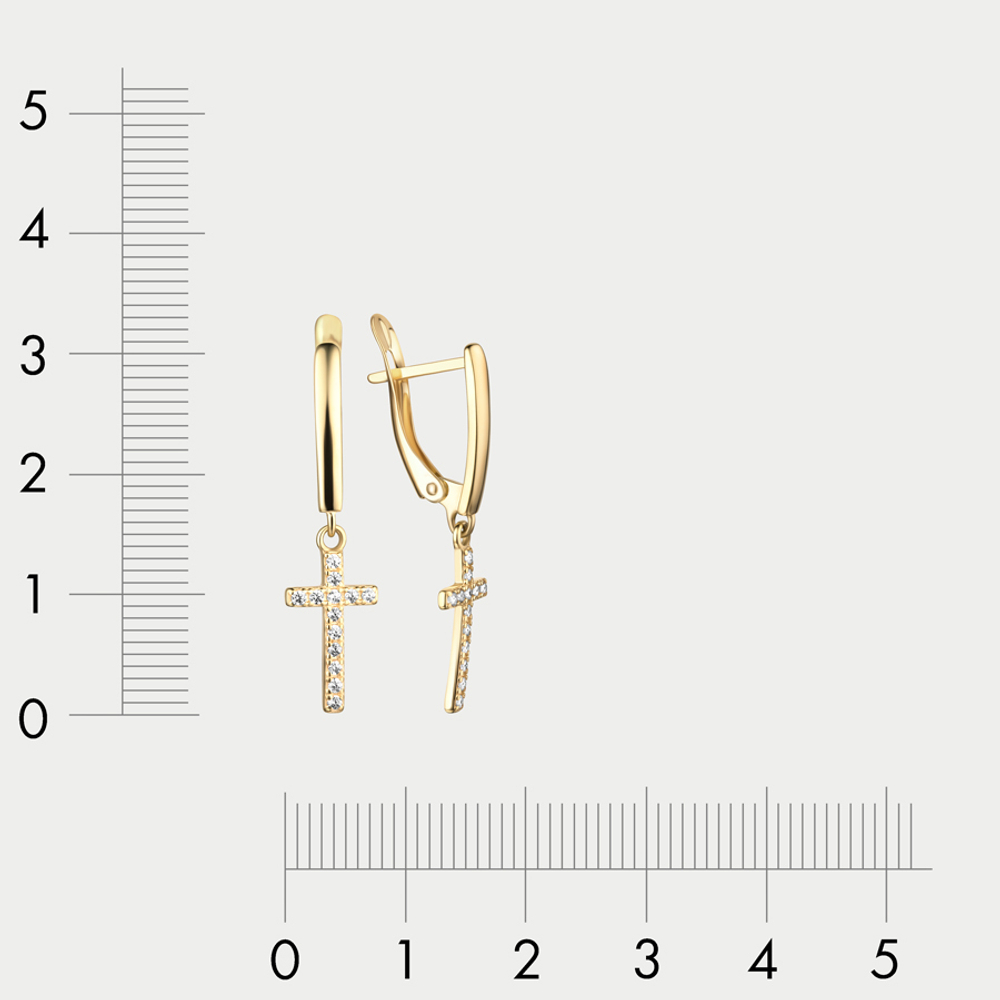 Длинные серьги с фианитами для женщин из желтого золота 585 пробы (арт.л20622)