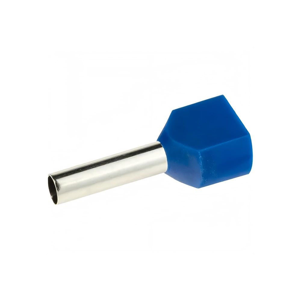 Наконечник-гильза двойная с изолир. фланцем для жилы сечением 2,5кв.мм,длина контактной части 18мм, синий (НШВИ2 2.5-18)