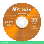 CD-R диск VerbatimW 700Mb 12x Slim case Color 5шт (43167)