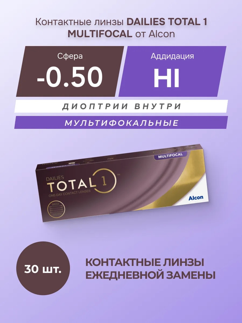 Однодневные мультифокальные контактные линзы Dailies Total 1 Multifocal (уп. 30 линз)