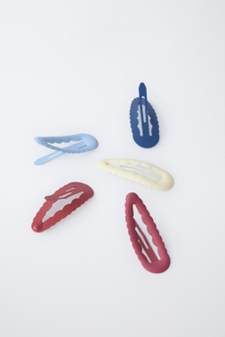 ZARA НАБОР ИЗ ПЯТИ ЗАКОЛОК ДЛЯ ВОЛОС «ВОЛНЫ», СИНИЙ