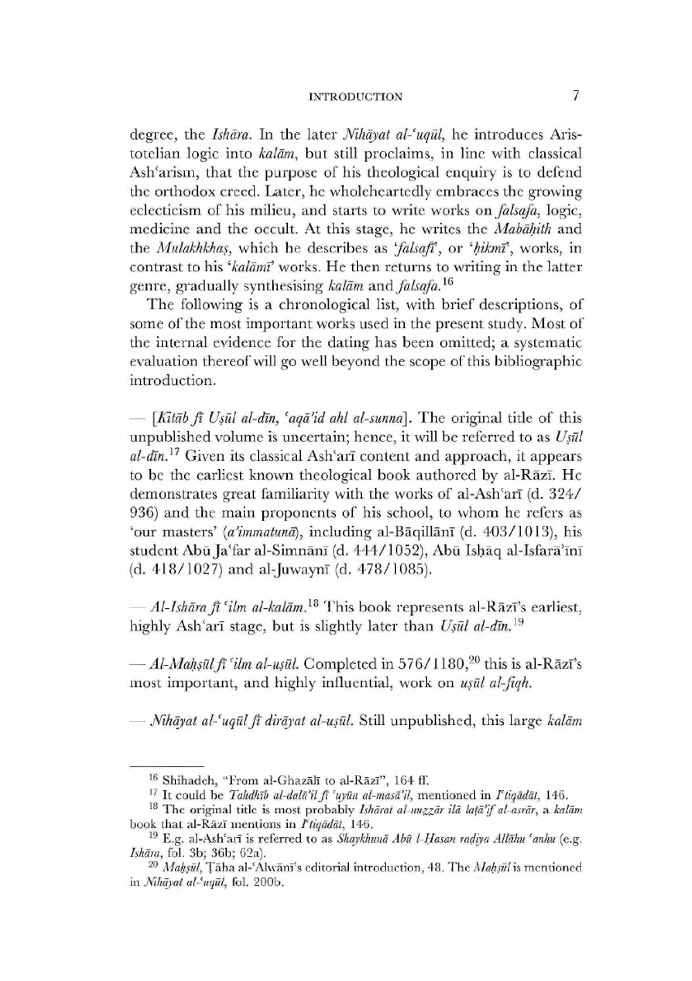 The Teleological Ethics of Fakhr al-Din al-Razi | A. Shihadeh