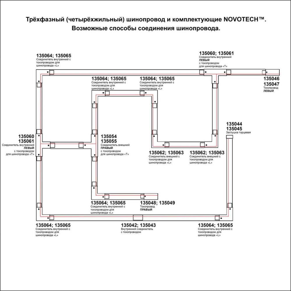 Трехфазный шинопровод четырехжильный Novotech 135240 PORT NT24, 3м