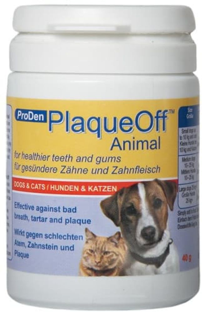 Кормовая добавка ProDen PlaqueOff для профилактики зубного камня у собак и кошек, банка 40г Кормовая добавка ProDen PlaqueOff для профилактики зубного камня у собак и кошек, банка 40г