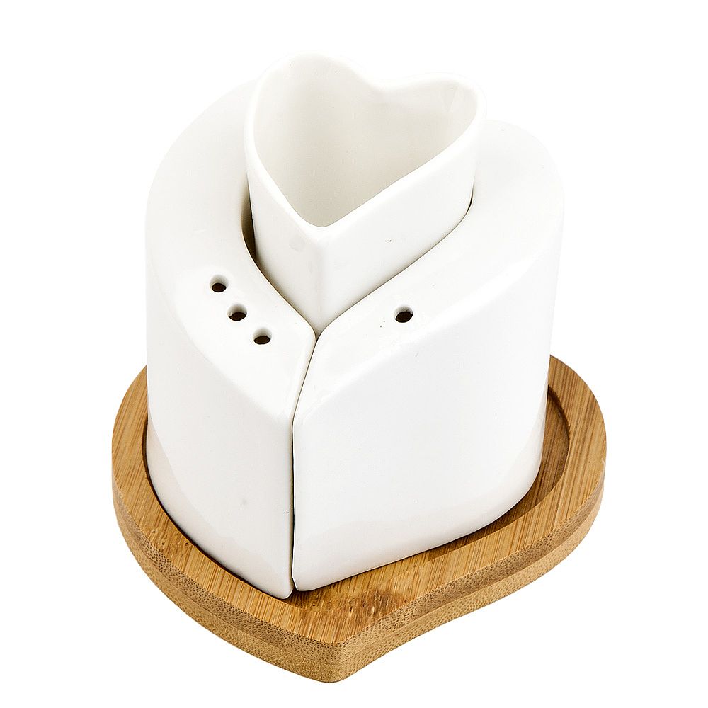 Набор для специй солонка/ перечница/ подставка для зубочисток " " на бамбуковой подставке