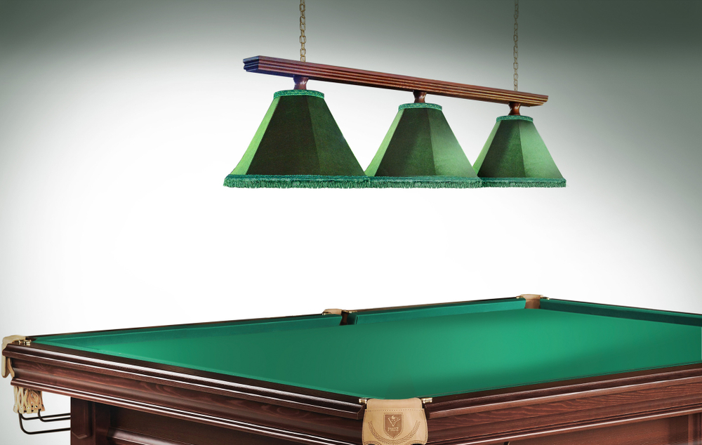 Лампа Классика 2 3пл. ясень (№1,бархат зеленый,бахрома желтая,фурнитура золото)