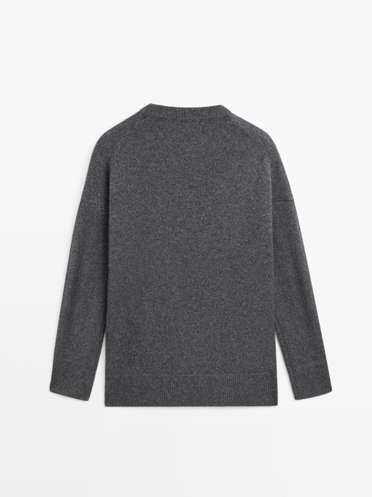 Massimo Dutti Свитер оверсайз из 100% кашемира, антрацитово-серый